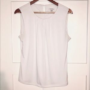 Like New Calvin Klein Pleated White Shell- Size 12